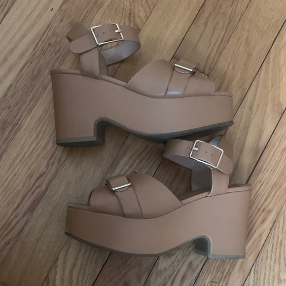 Charlotte Stone Raf Tan Platform Sandals - Picture 2 of 6